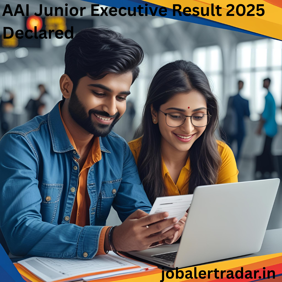 AAI Junior Executive Result 2025 Candidates checking AAI Junior Executive Result 2025 online with joy and excitement
