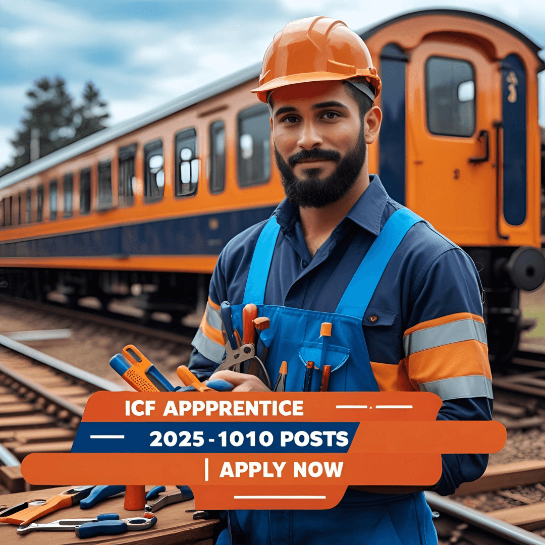 ICF Apprentice 2025 ICF Apprentice Online Form 2025 banner with tool, railway coach and apply now text