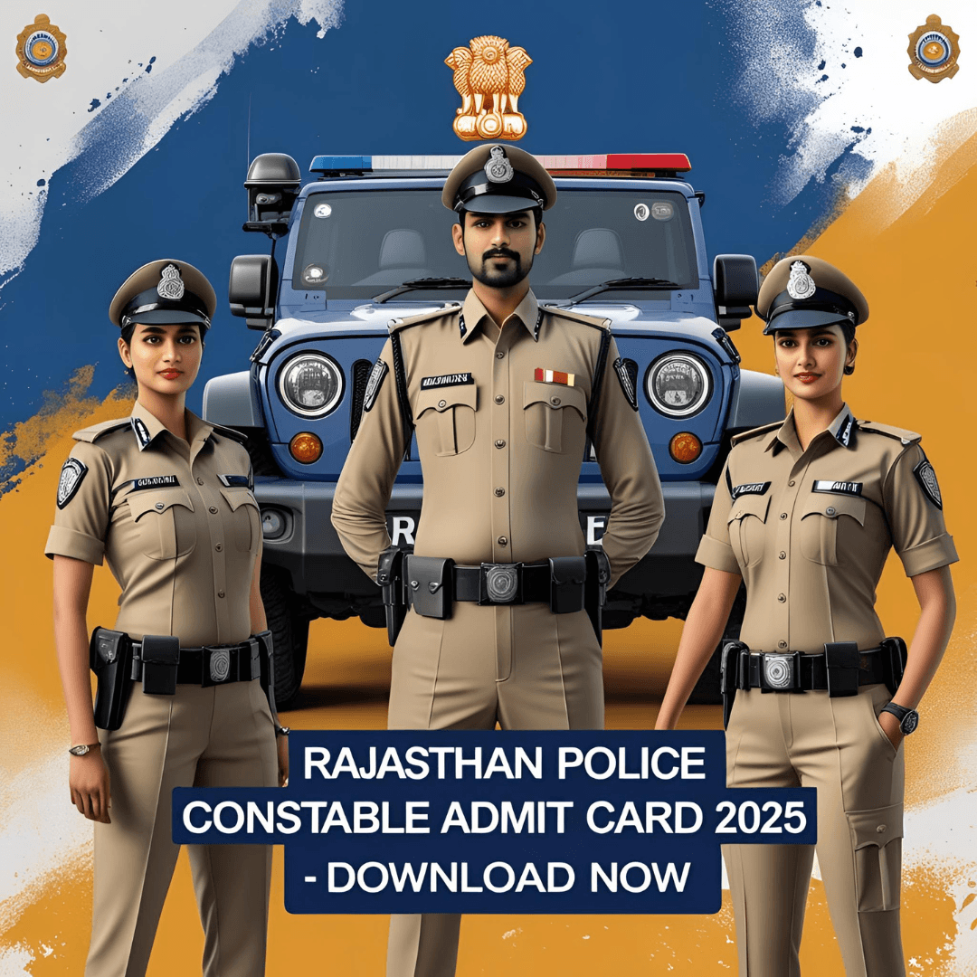 Rajasthan Police Constable Admit Card 2025 Rajasthan Police Constable Admit Card 2025 download banner with uniformed officers