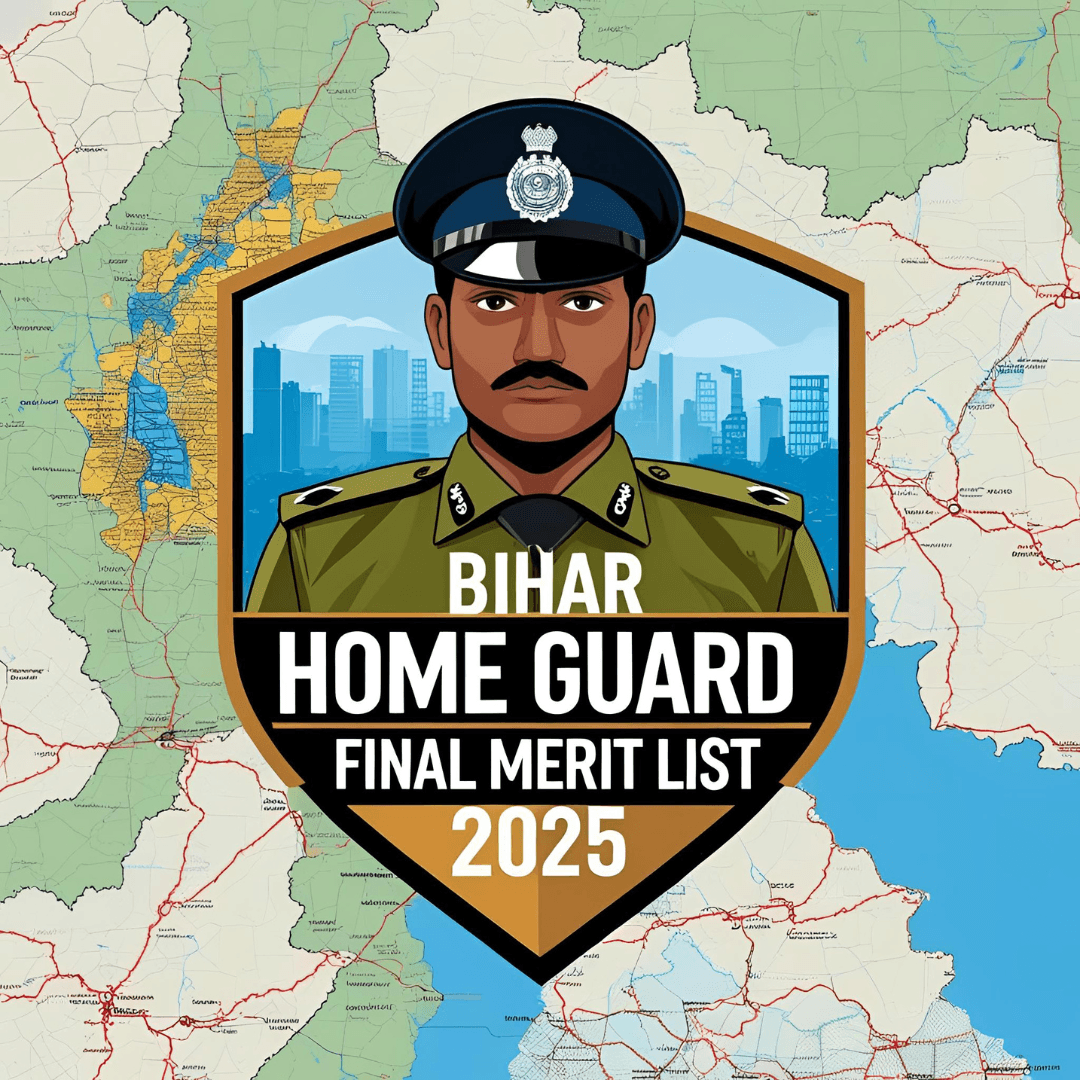 Bihar Home Guard Final Merit List 2025 Released – Official announcement banner with police personnel and Bihar map in background