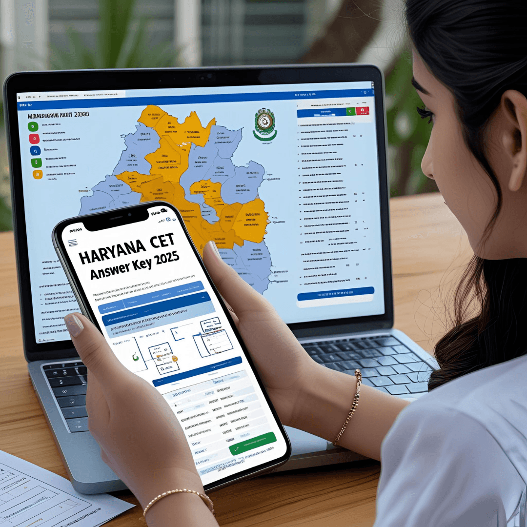 haryana-cet-answer-key-2025.png Haryana CET answer key 2025 PDF download β student checking Group C exam solution online
