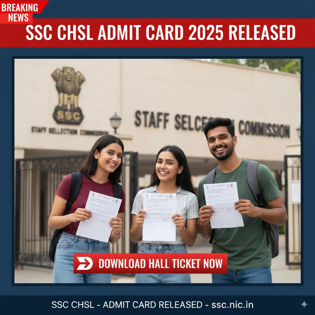 SSC CHSL Admit Card 2025 SSC CHSL Admit Card 2025 Breaking News – Download Hall Ticket, Check Exam City & Date